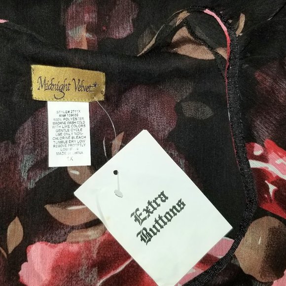 Midnight Velvet sheer blouse with tank women's plus size 1X - Picture 9 of 11